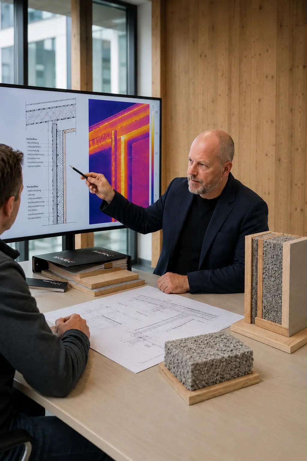 isofloc Anwendungsberater bei der Qualitätssicherung mit Thermografie
